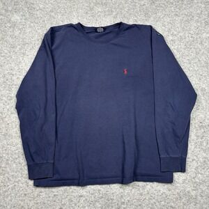 VTG Polo Ralph Lauren Long Sleeve T Shirt Mens XL Navy Blue